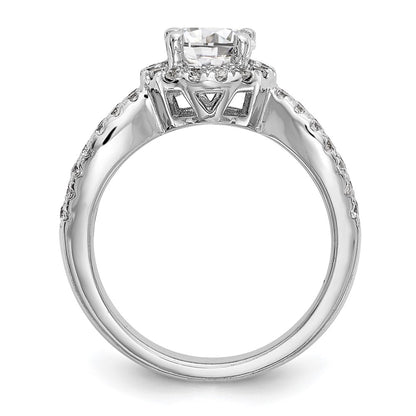 1.00ct. CZ Solid Real 14K White Gold Round Halo Engagement Ring