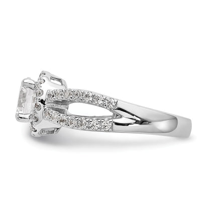 1.00ct. CZ Solid Real 14K White Gold Round Halo Engagement Ring