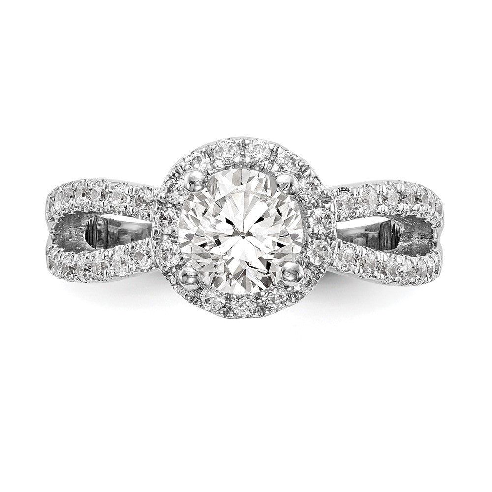 1.00ct. CZ Solid Real 14K White Gold Round Halo Engagement Ring