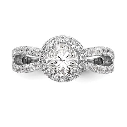 1.00ct. CZ Solid Real 14K White Gold Round Halo Engagement Ring