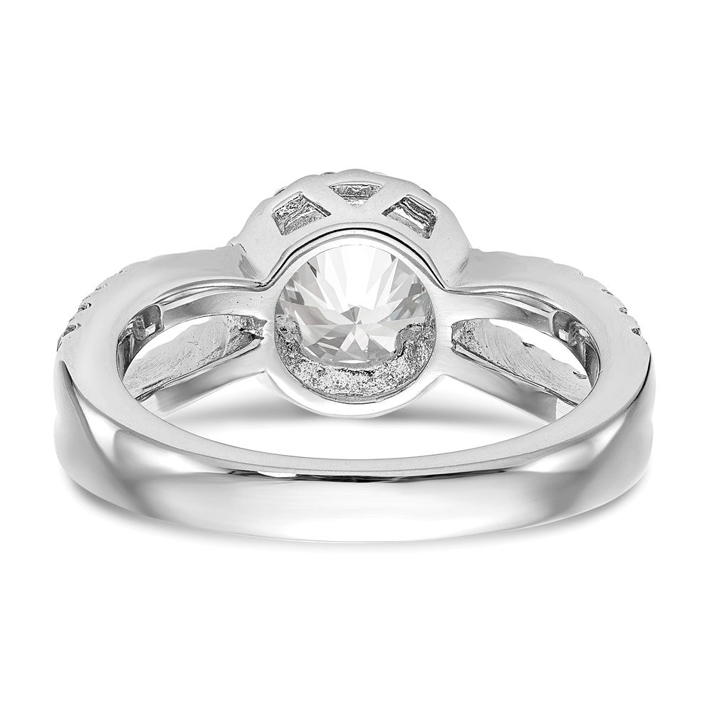 14K White Gold Round Simulated Diamond Halo Engagement Ring
