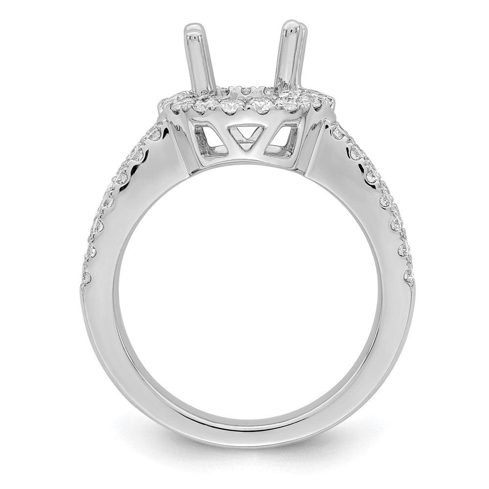 14K White Gold Round Simulated Diamond Halo Engagement Ring