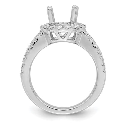 14K White Gold Round Simulated Diamond Halo Engagement Ring