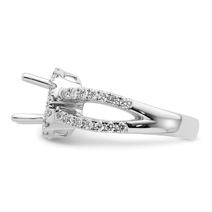 14K White Gold Round Simulated Diamond Halo Engagement Ring