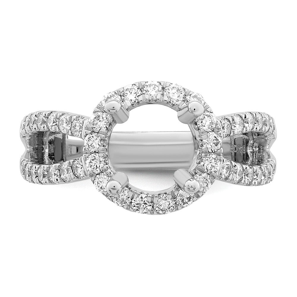 14K White Gold Round Simulated Diamond Halo Engagement Ring