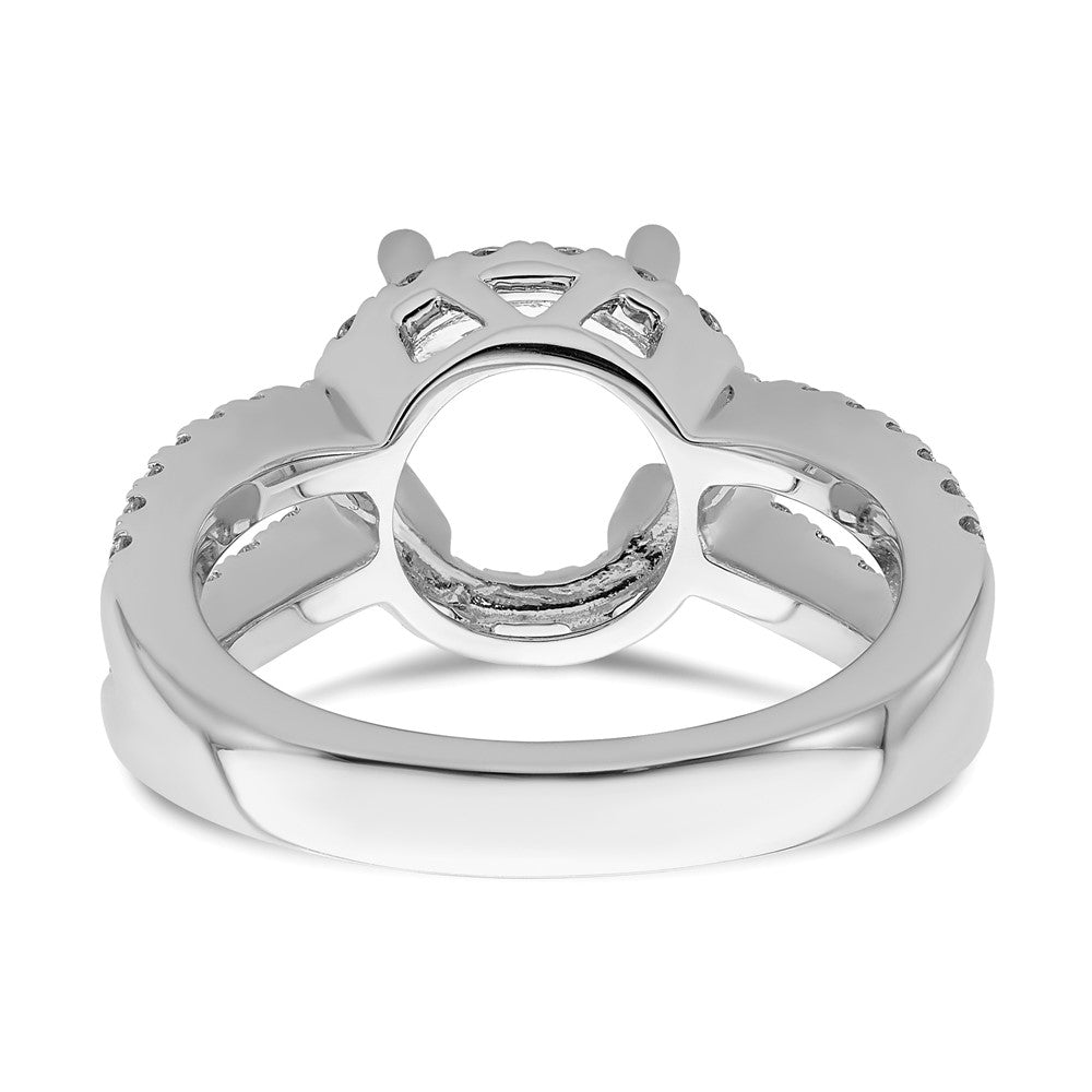 14K White Gold Round Simulated Diamond Halo Engagement Ring