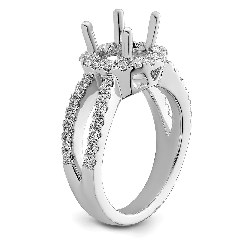 14K White Gold Round Simulated Diamond Halo Engagement Ring