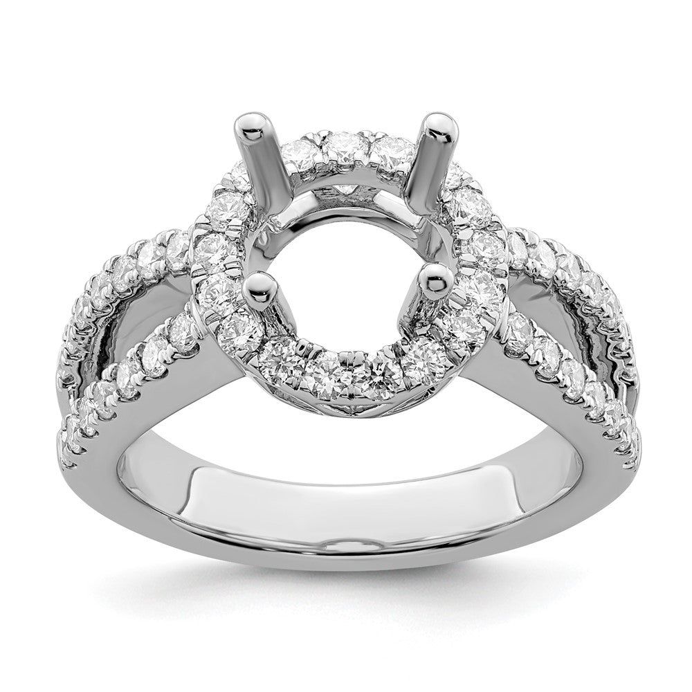 14K White Gold Round Simulated Diamond Halo Engagement Ring