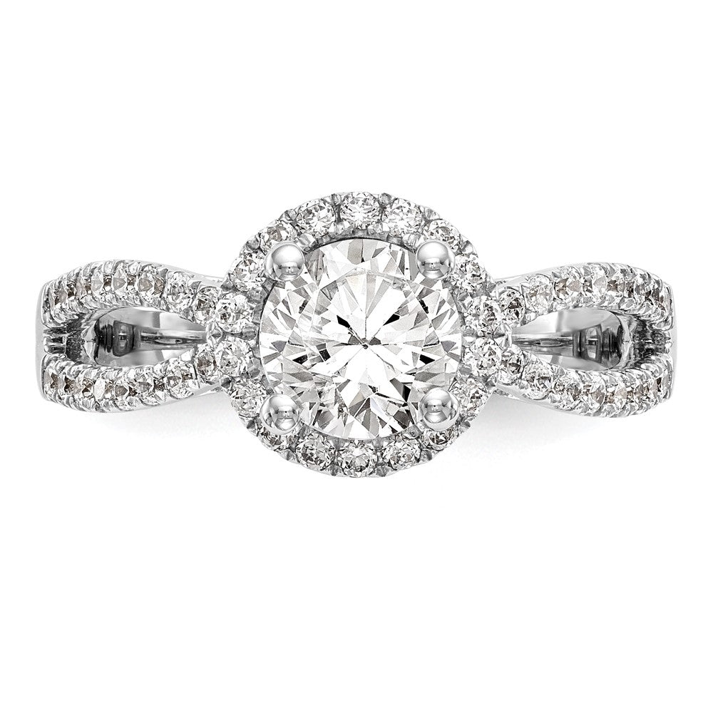 14k White Gold 5/8 Ct. Lab Grown Diamond VS/SI+ G+ 1 Ct. Center Round Halo Engagement Ring