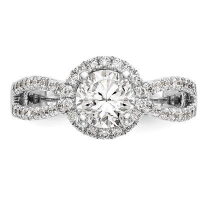14k White Gold 5/8 Ct. Lab Grown Diamond VS/SI+ G+ 1 Ct. Center Round Halo Engagement Ring