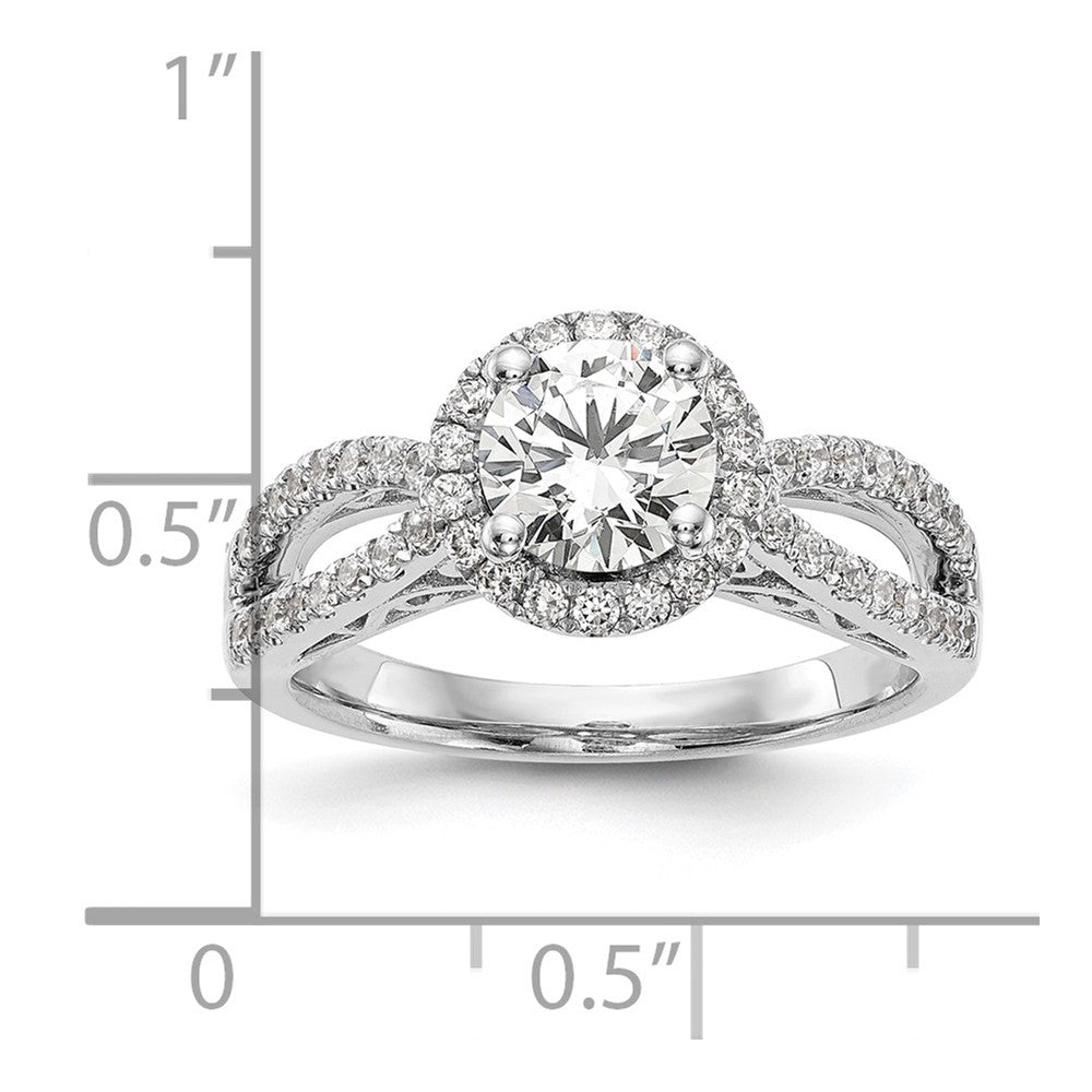 14k White Gold 5/8 Ct. Lab Grown Diamond VS/SI+ G+ 1 Ct. Center Round Halo Engagement Ring