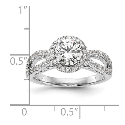 14k White Gold 5/8 Ct. Lab Grown Diamond VS/SI+ G+ 1 Ct. Center Round Halo Engagement Ring