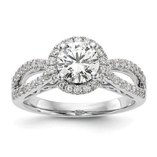 14k White Gold 5/8 Ct. Lab Grown Diamond VS/SI+ G+ 1 Ct. Center Round Halo Engagement Ring