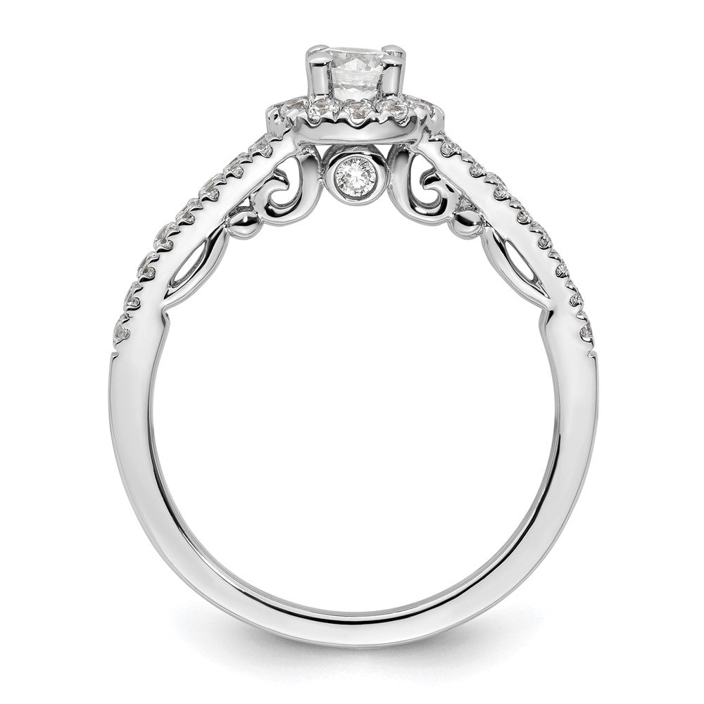 14K White Gold Round Simulated Diamond Halo Engagement Ring