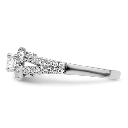 14K White Gold Round Simulated Diamond Halo Engagement Ring