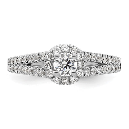 14K White Gold Round Simulated Diamond Halo Engagement Ring