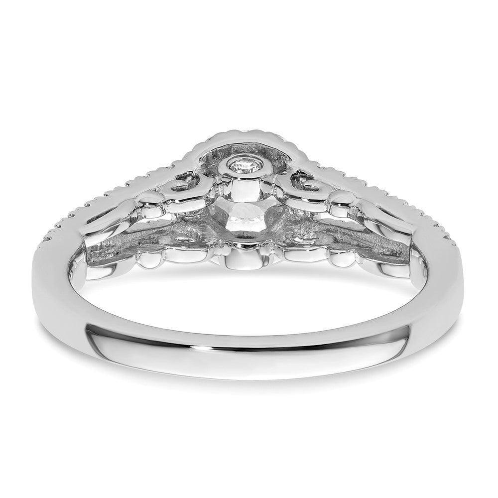 14K White Gold Round Simulated Diamond Halo Engagement Ring