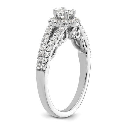 14K White Gold Round Simulated Diamond Halo Engagement Ring