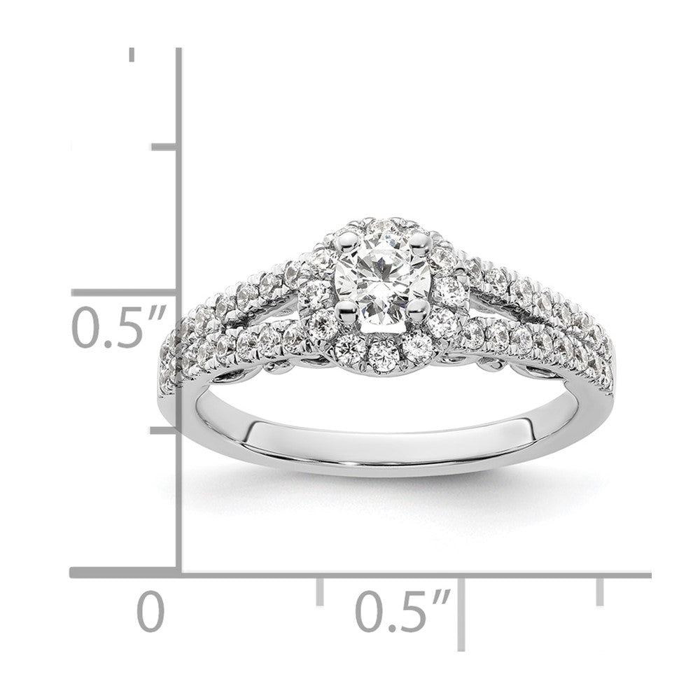 14K White Gold Round Simulated Diamond Halo Engagement Ring