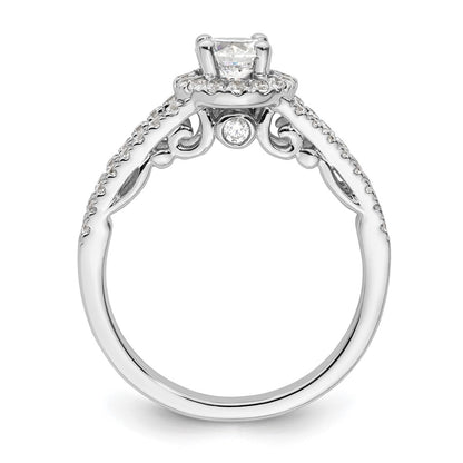 14K White Gold Round Simulated Diamond Halo Engagement Ring