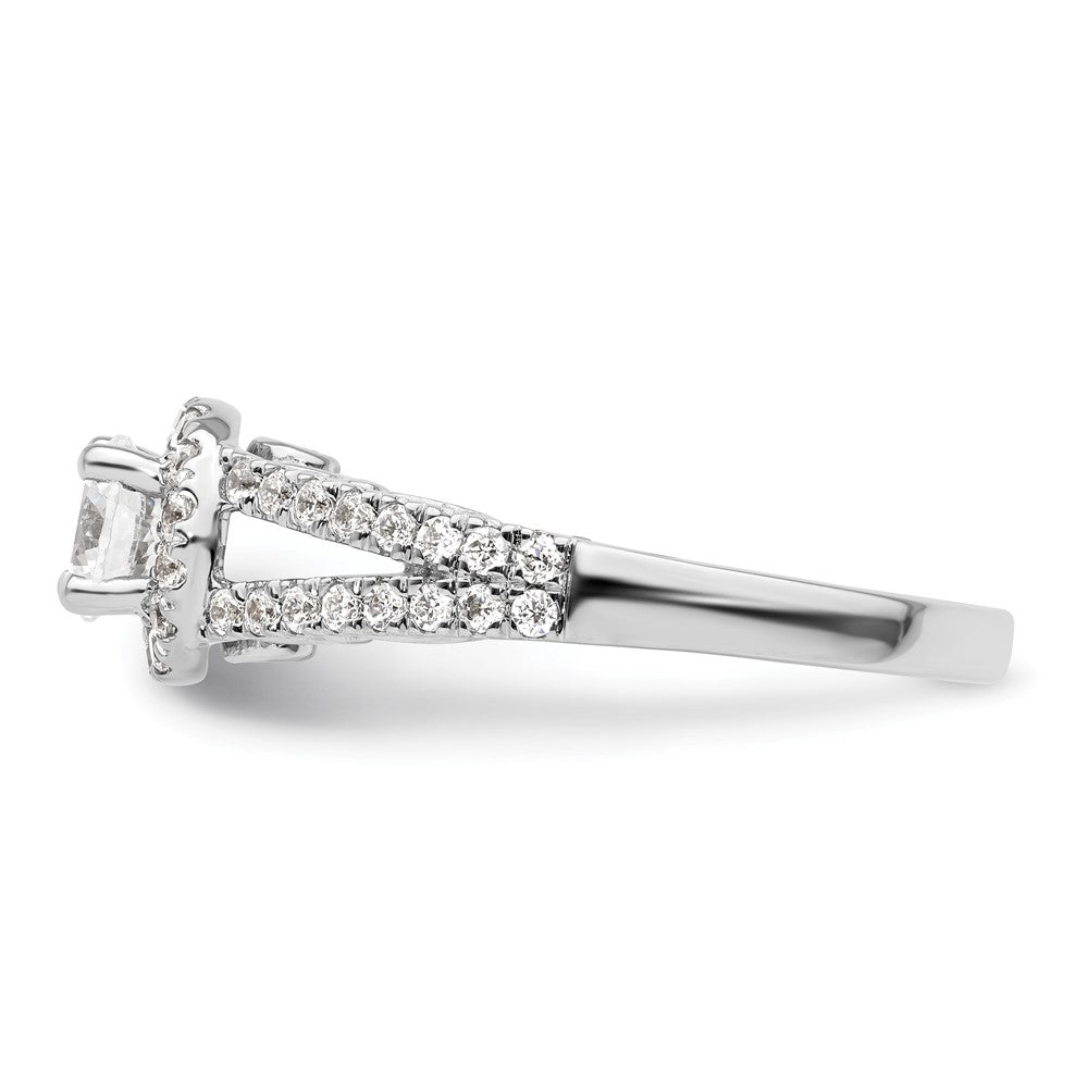 14K White Gold Round Simulated Diamond Halo Engagement Ring
