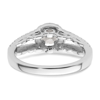 14K White Gold Round Simulated Diamond Halo Engagement Ring