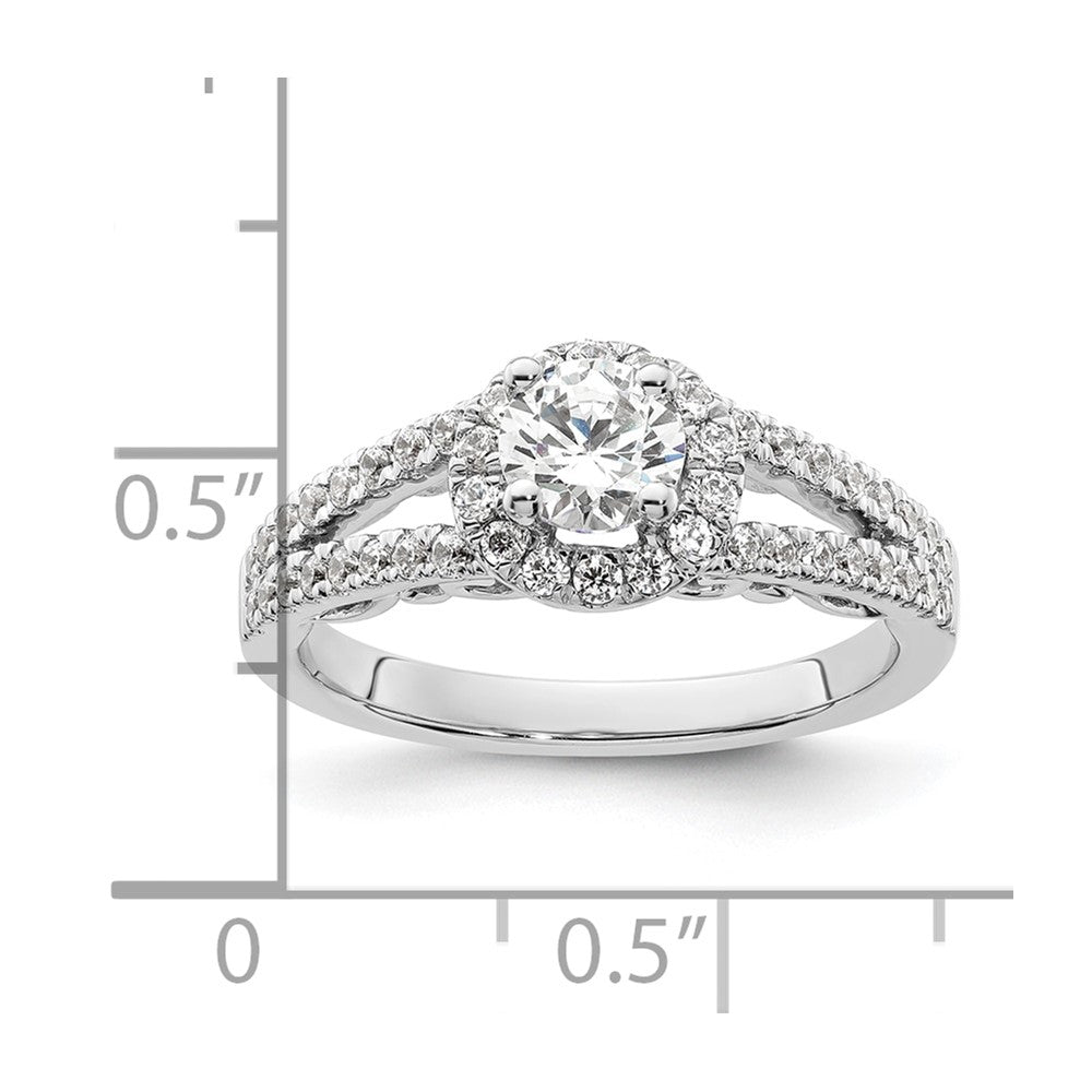 14K White Gold Round Simulated Diamond Halo Engagement Ring