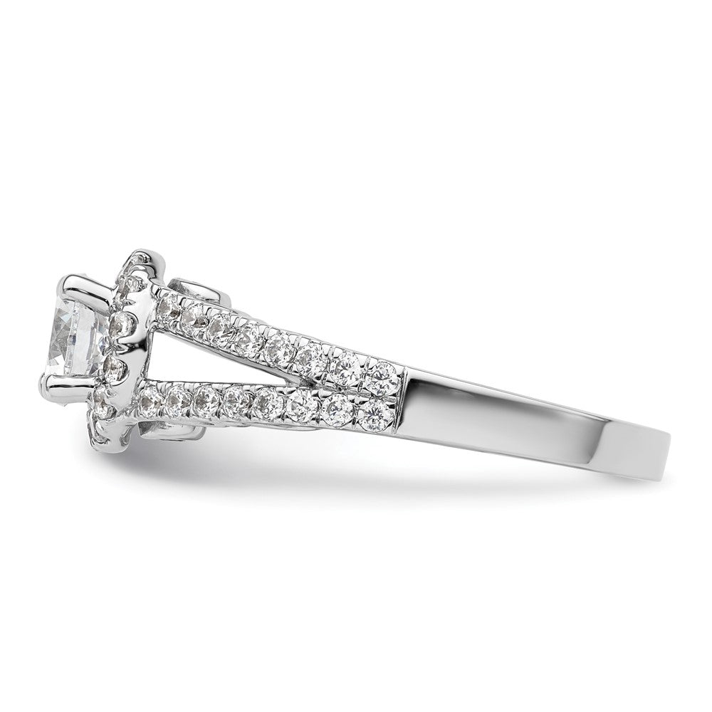 14K White Gold Round Simulated Diamond Halo Engagement Ring