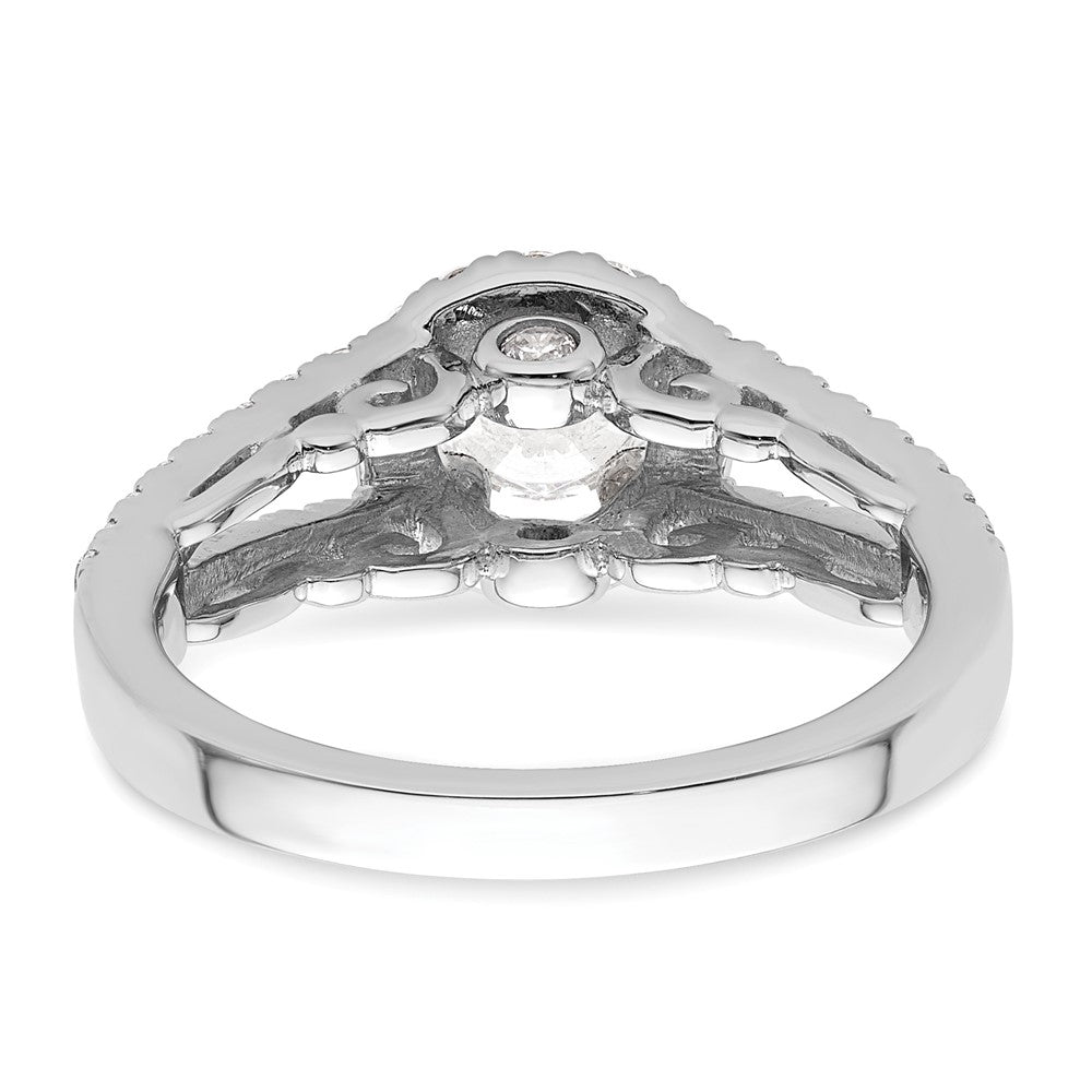 0.75ct. CZ Solid Real 14K White Gold Round Halo Engagement Ring