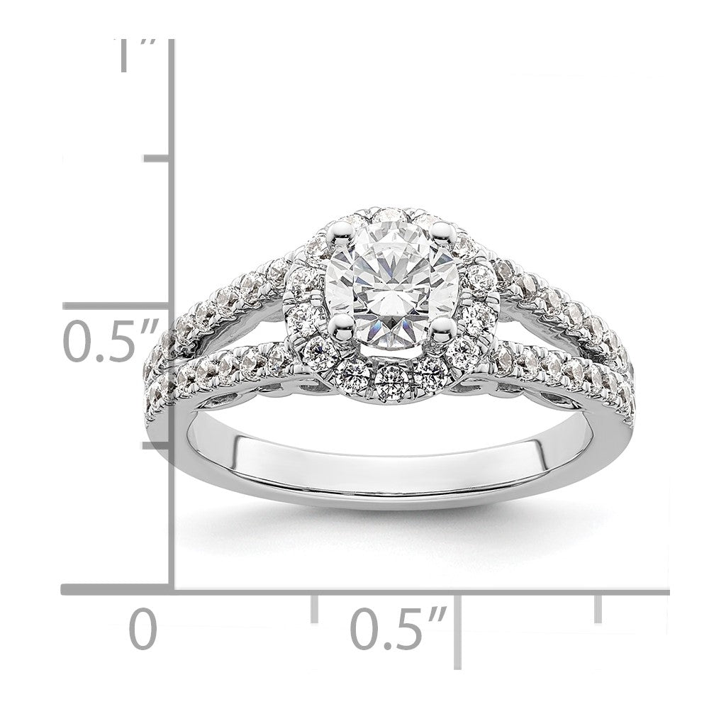 0.75ct. CZ Solid Real 14K White Gold Round Halo Engagement Ring