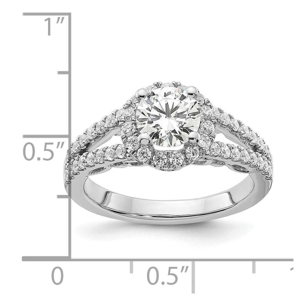 14K White Gold Round Simulated Diamond Halo Engagement Ring