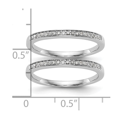 0.16ct. CZ Solid Real 14k White Gold Set of 2 Wedding Wedding Band Ring