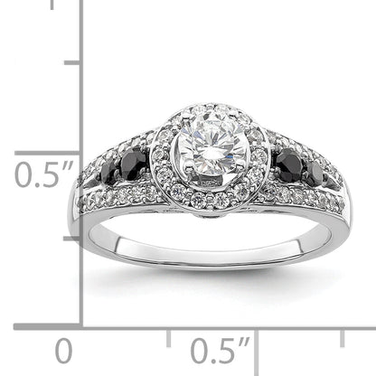 14kw Round Diamond with Black Simulated Diamond Halo Engagement Ring