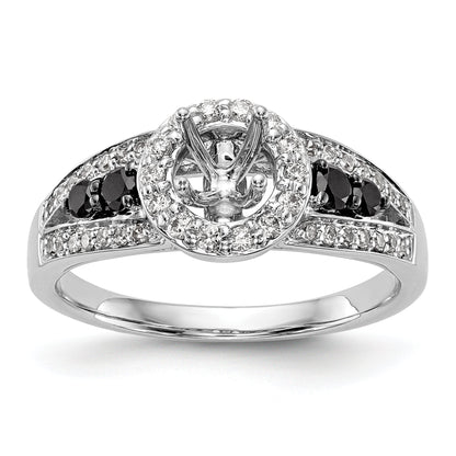 14kw Round Diamond with Black Simulated Diamond Halo Engagement Ring