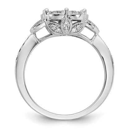 14KW Peg Set Simulated Diamond Round Halo Engagement Ring
