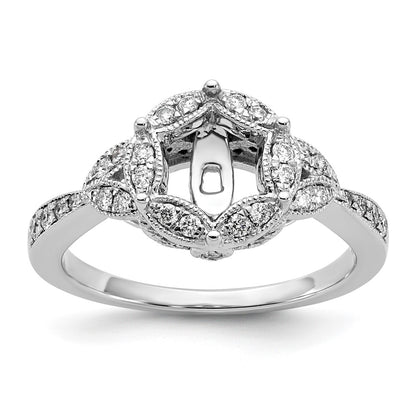 14KW Peg Set Simulated Diamond Round Halo Engagement Ring