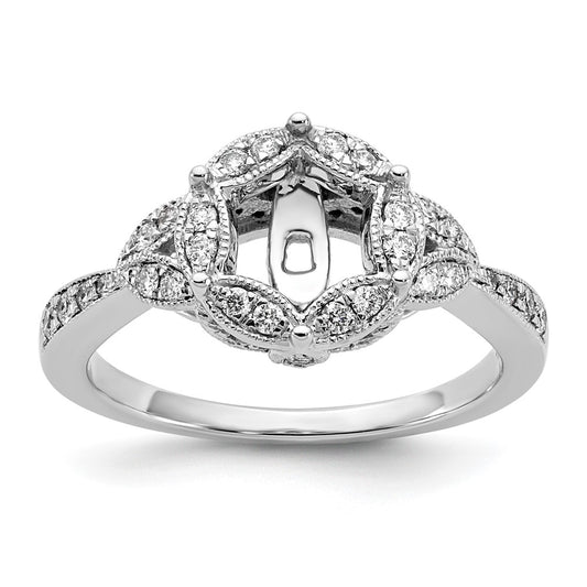14KW Peg Set Simulated Diamond Round Halo Engagement Ring