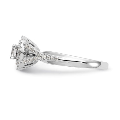 3/4 Ct. Natural Round Diamond Halo Engagement Bridal Ring 14K White  Gold
