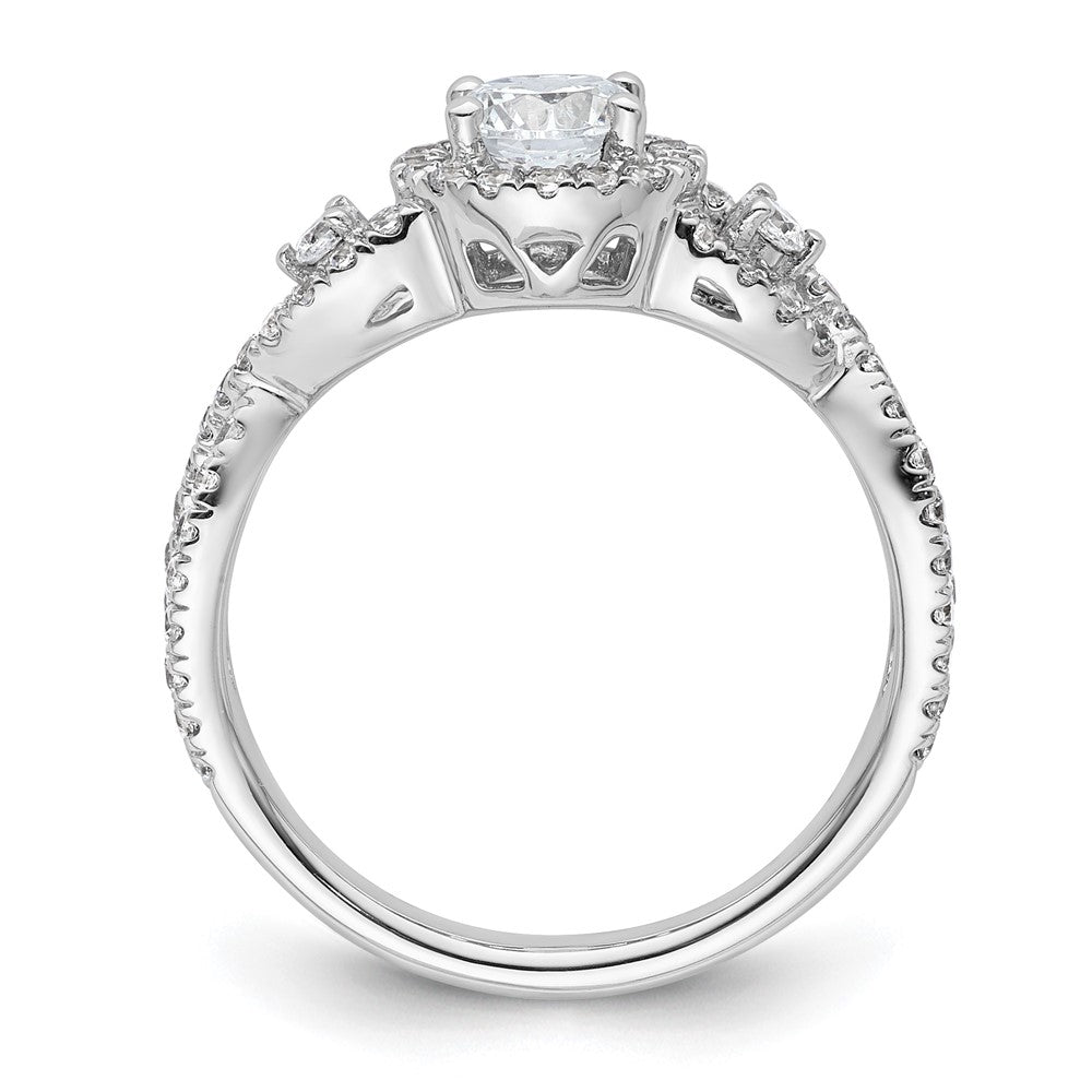 14K White Gold Round Simulated Diamond Halo Engagement Ring