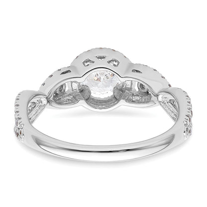 14K White Gold Round Simulated Diamond Halo Engagement Ring