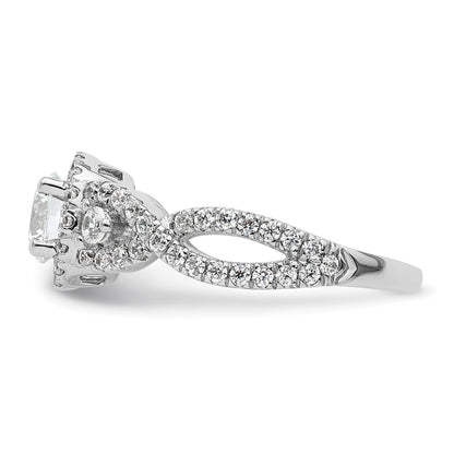14K White Gold Round Simulated Diamond Halo Engagement Ring