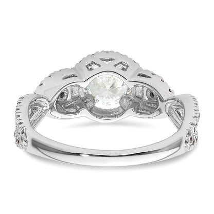 14K White Gold Round Simulated Diamond Halo Engagement Ring