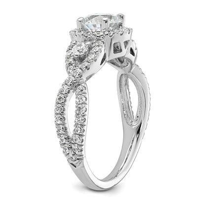 0.75ct. CZ Solid Real 14K White Gold Round Halo Engagement Ring