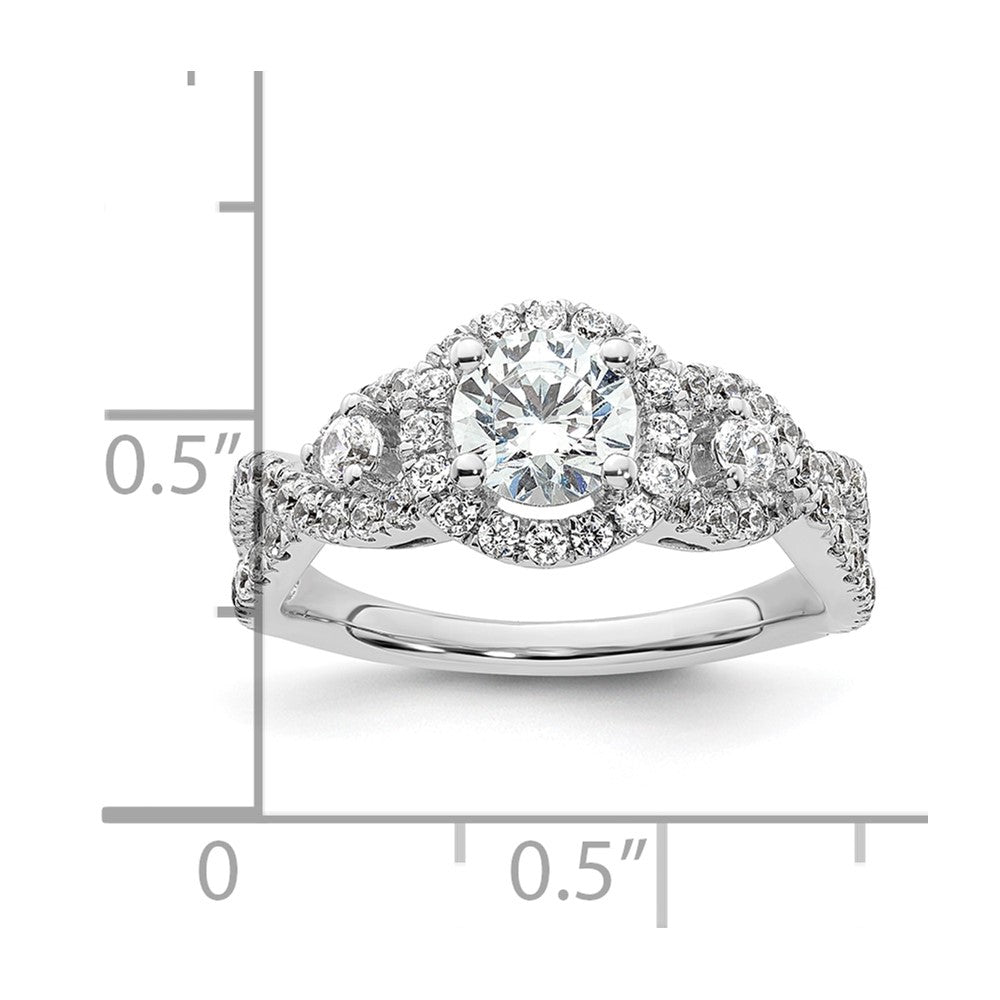 14K White Gold Round Simulated Diamond Halo Engagement Ring