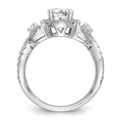 1.00ct. CZ Solid Real 14K White Gold Round Halo Engagement Ring