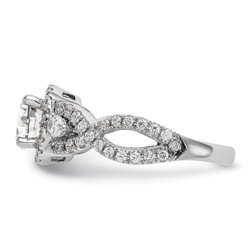 1.00ct. CZ Solid Real 14K White Gold Round Halo Engagement Ring