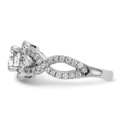 1.00ct. CZ Solid Real 14K White Gold Round Halo Engagement Ring