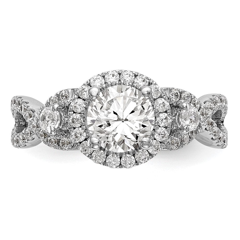1.00ct. CZ Solid Real 14K White Gold Round Halo Engagement Ring