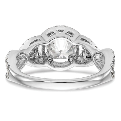 14K White Gold Round Simulated Diamond Halo Engagement Ring