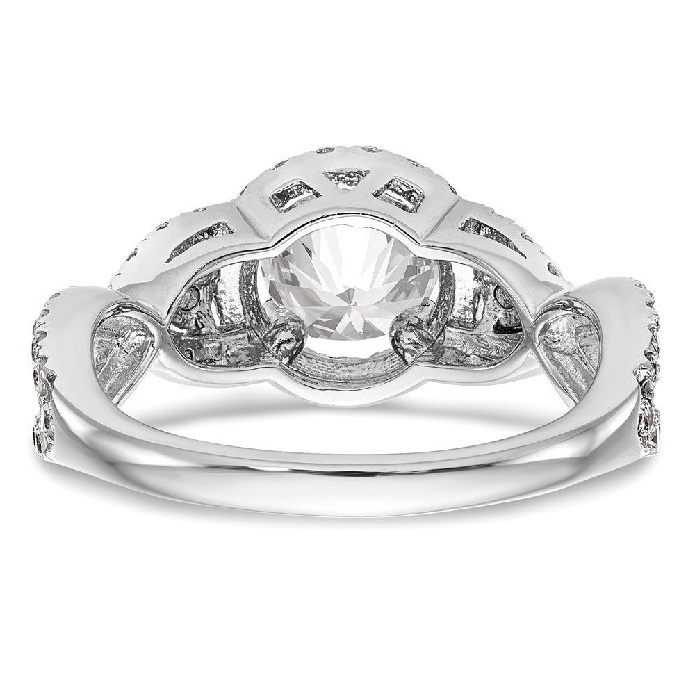 1.00ct. CZ Solid Real 14K White Gold Round Halo Engagement Ring